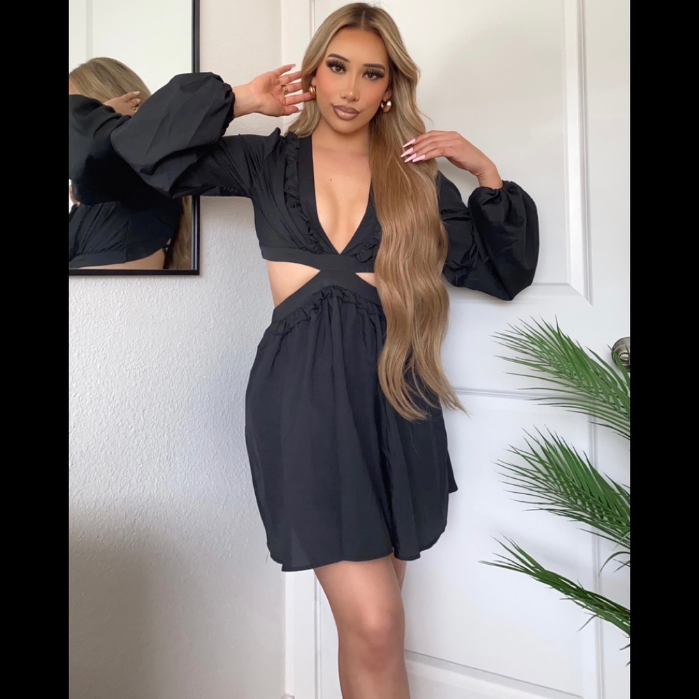 Black Ruffle Mini Dress